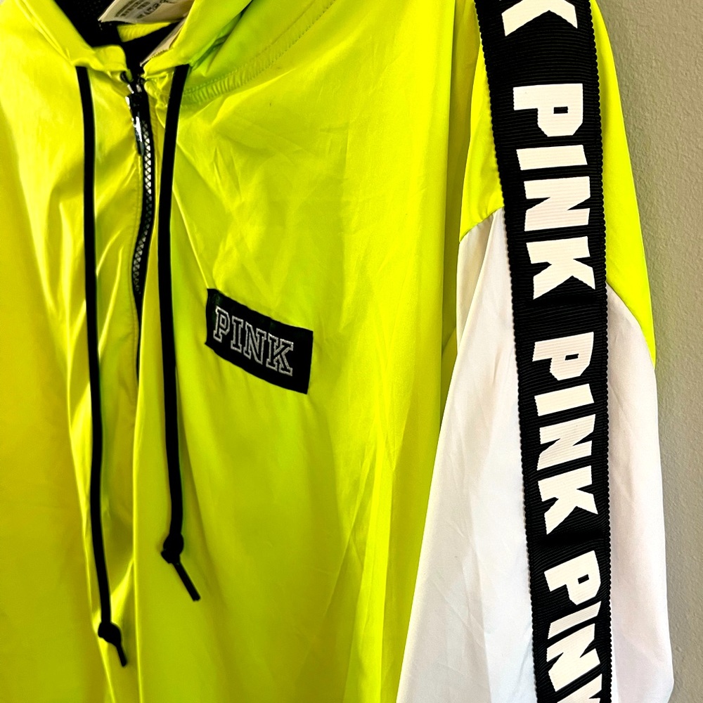 Pink sold out jacket, rain coat.